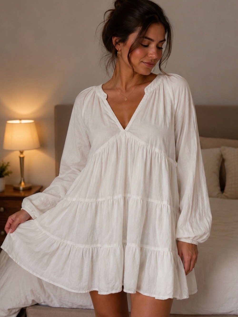 DKNY White Tiered dress
